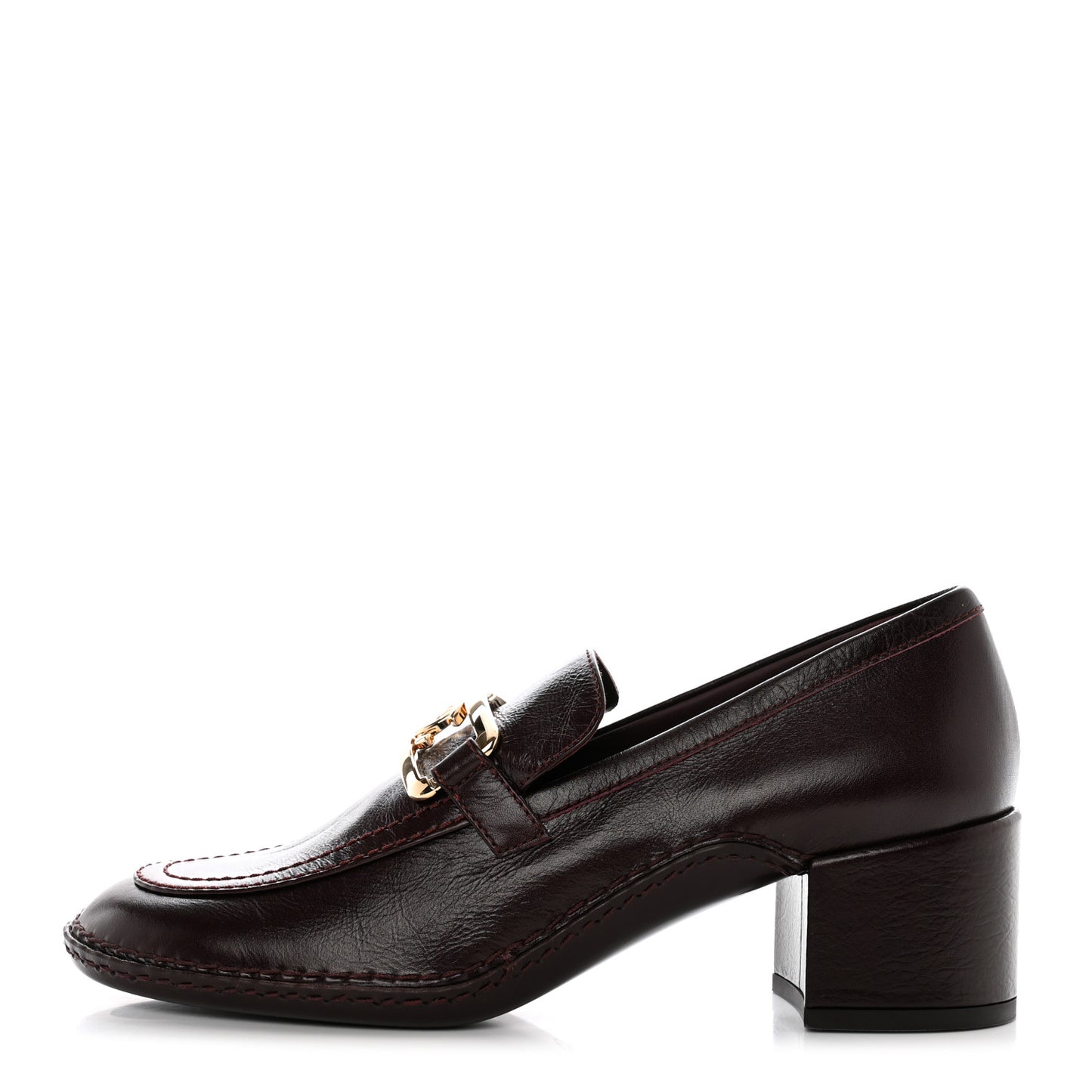 Shiny Calfskin Metal CC Loafers 39.5 Burgundy