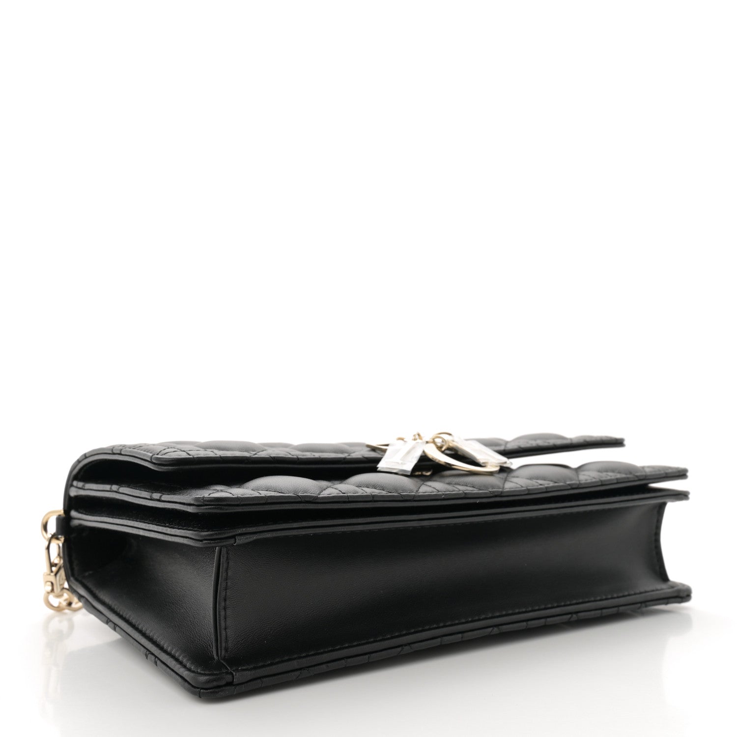 シャネル、ディオール Christian Dior Lambskin Cannage Miss Dior Chain Pouch Black
