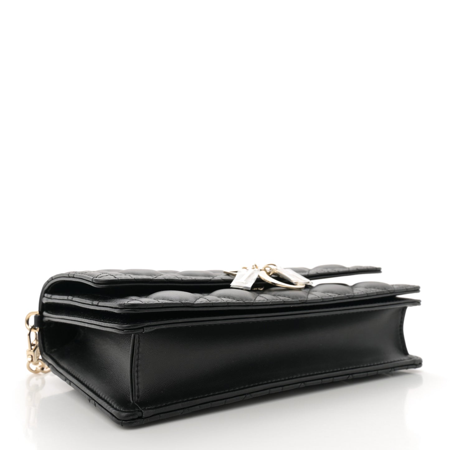 Lambskin Cannage Miss Dior Chain Pouch Black