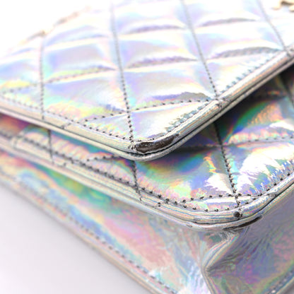 Chanel Iridescent Goatskin Quilted Wallet On Chain WOC Silver 13 of 15