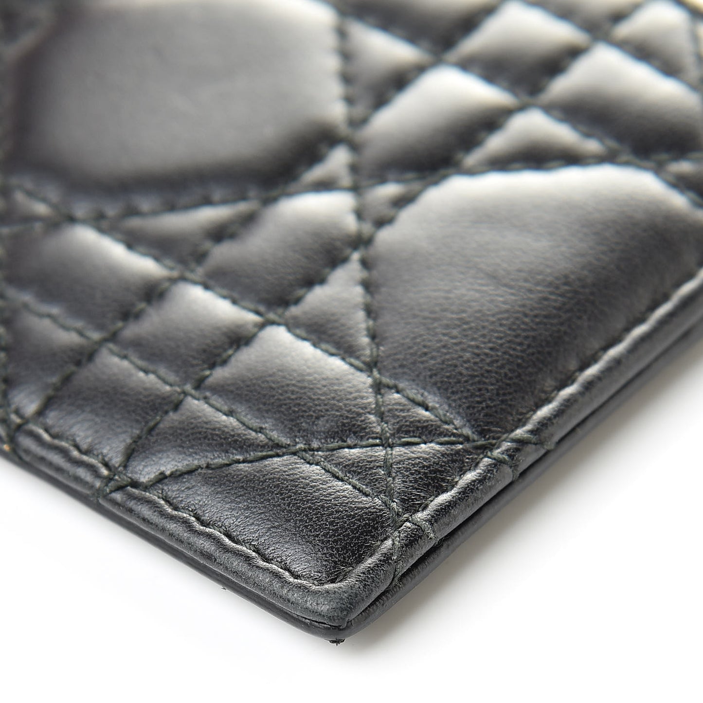 Lambskin Cannage Lady Dior Card Holder Black