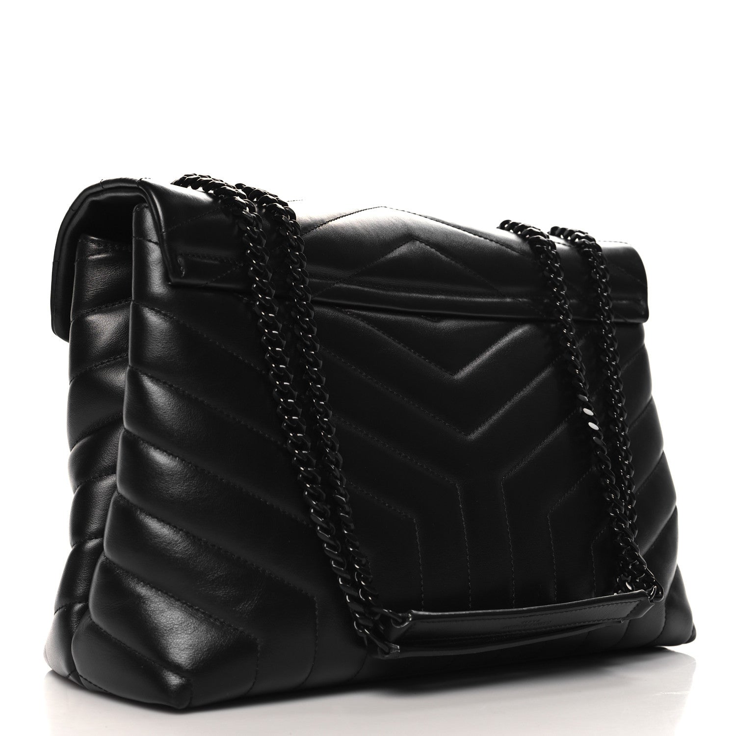 Saint Laurent Calfskin Y Quilted Monogram Monochrome Medium Loulou Chain Satchel Black 3 of 11