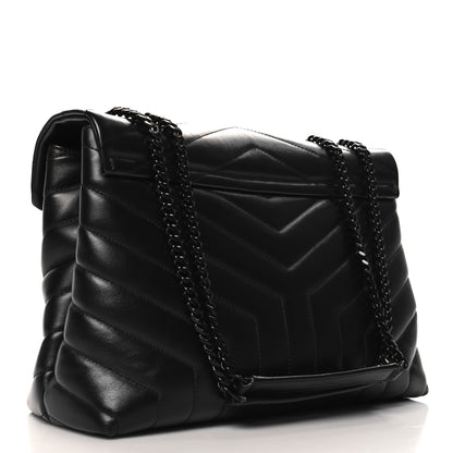 Saint Laurent Calfskin Y Quilted Monogram Monochrome Medium Loulou Chain Satchel Black 3 of 11