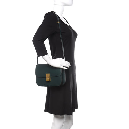 Celine Box Calfskin Medium Classic Box Flap Bag Dark Green 2 of 10