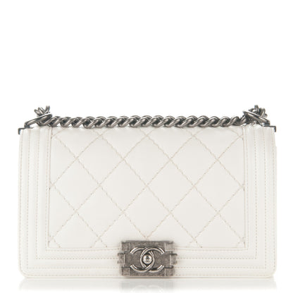 Chanel Calfskin Stitched Medium Boy Flap White 1 of 7