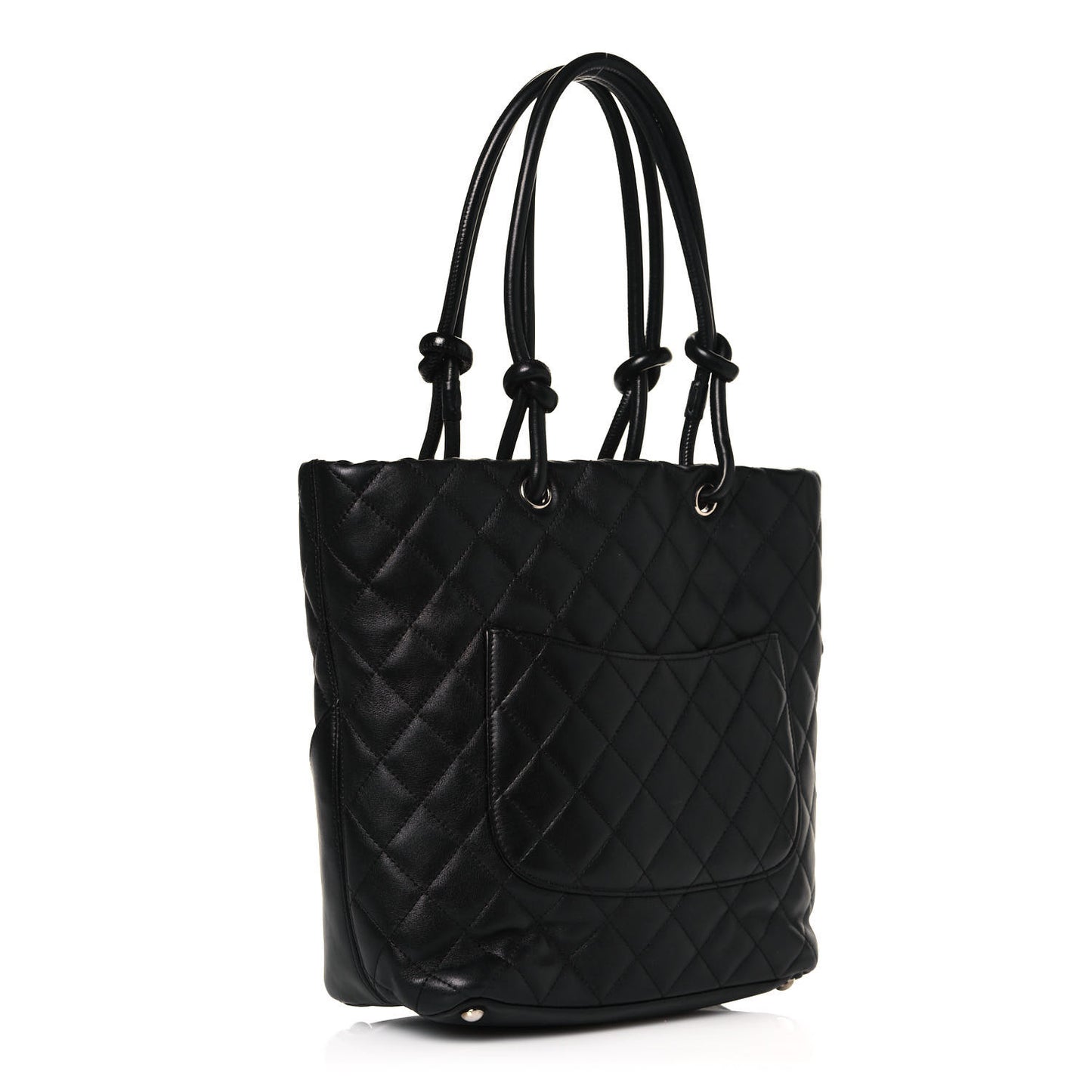 Calfskin Quilted Medium Cambon Tote Black White