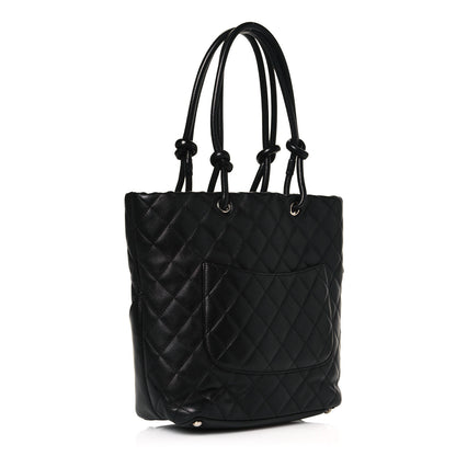 Chanel Calfskin Quilted Medium Cambon Tote Black White 3 of 17