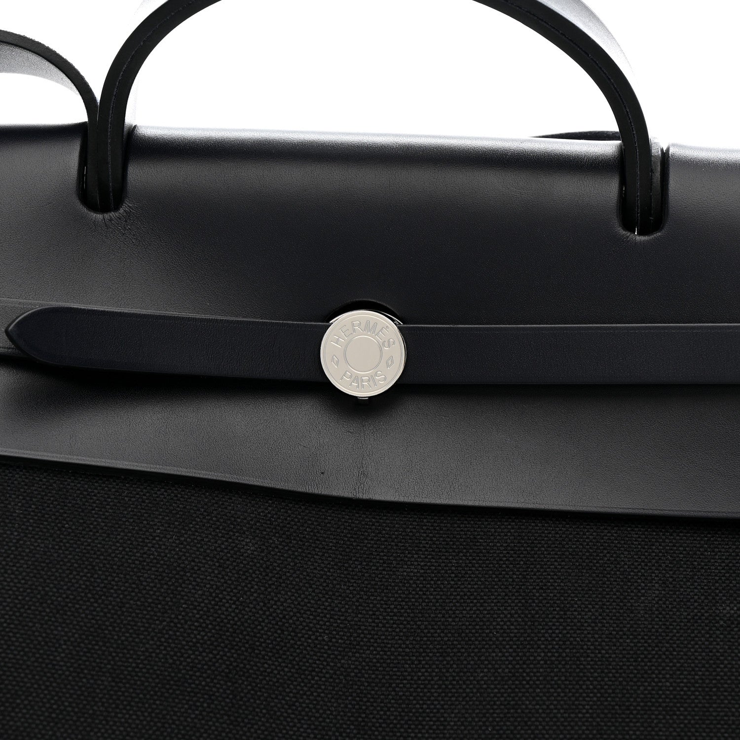 Hermes Military Toile Vache Hunter Herbag Zip Retourne Cabine Bag Black Bleu Marine 9 of 12