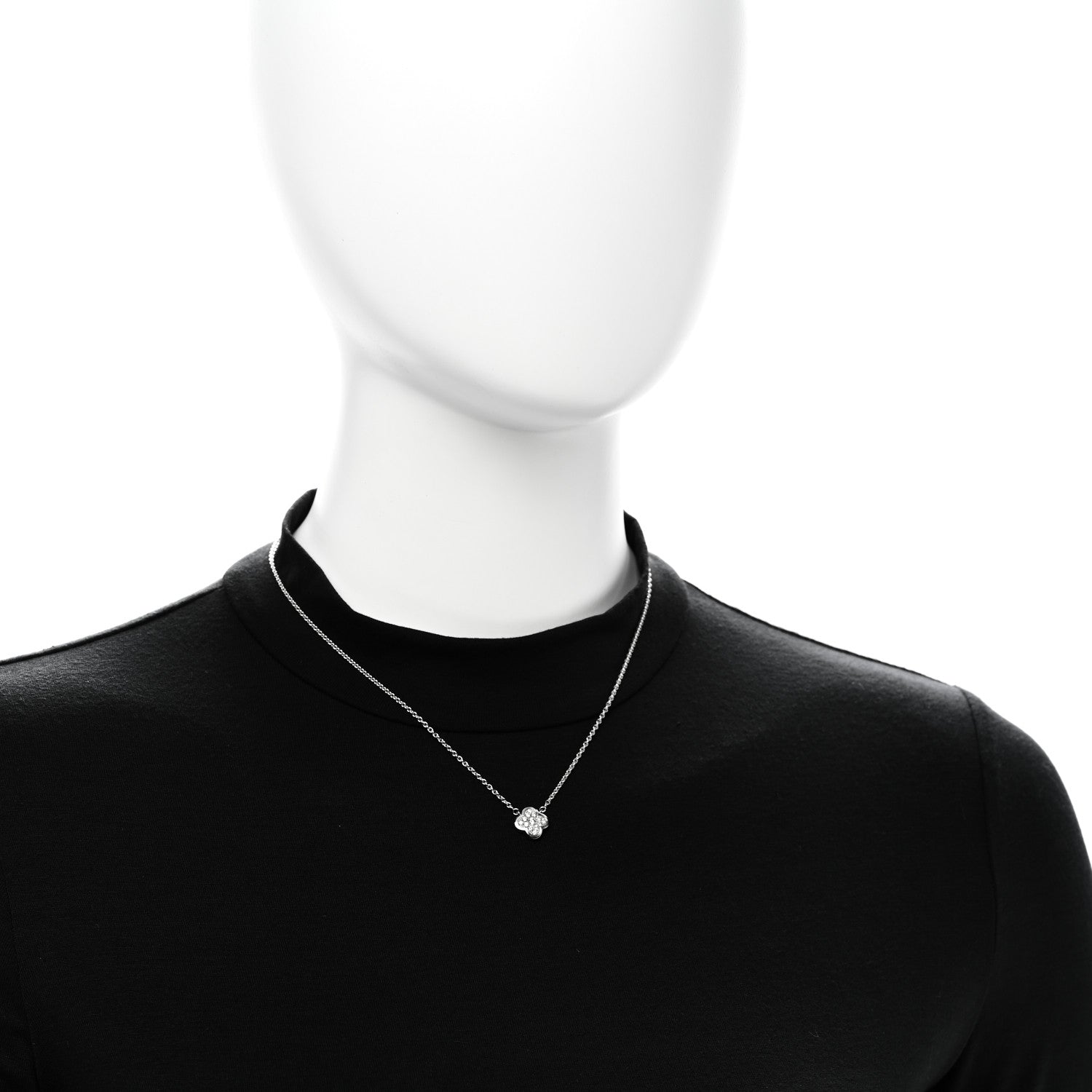 Van Cleef & Arpels 18K White Gold Diamond Pure Alhambra Pendant Necklace 2 of 6