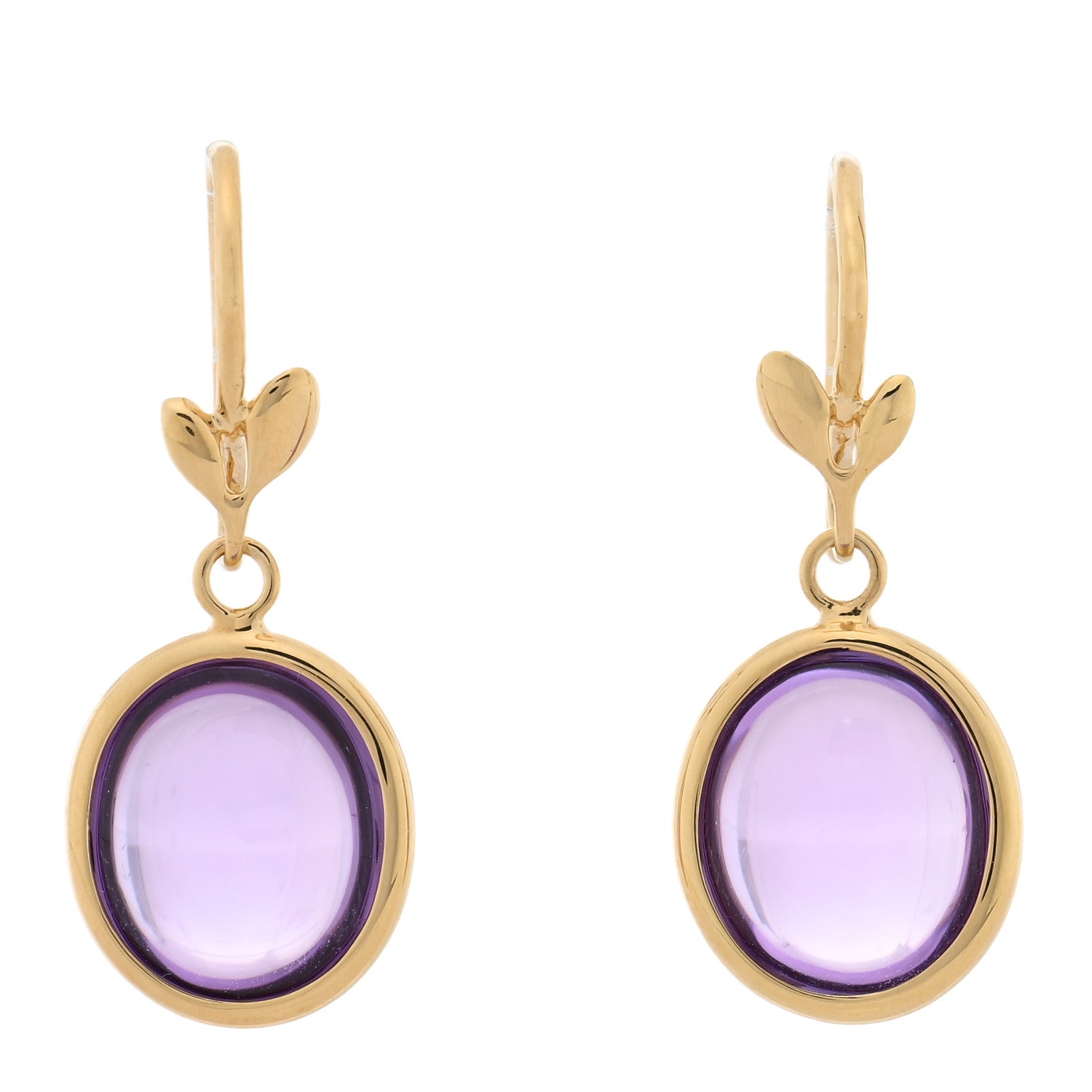 Tiffany 18K Yellow Gold Amethyst Paloma Picasso Olive Leaf Drop Earrings 1 of 5