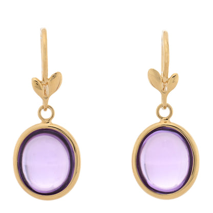 Tiffany 18K Yellow Gold Amethyst Paloma Picasso Olive Leaf Drop Earrings 1 of 5
