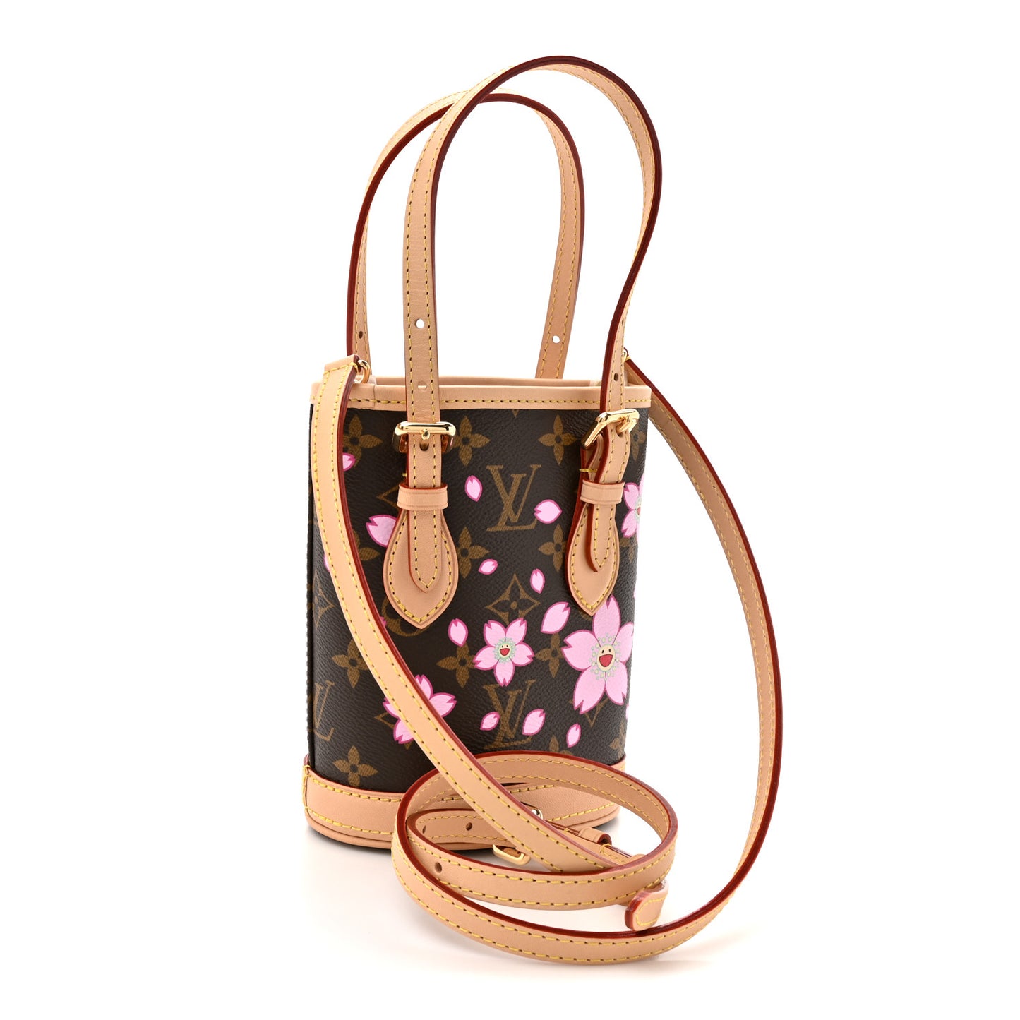 LV X TM Monogram Cherry Blossom Nano Bucket Sakura Brown
