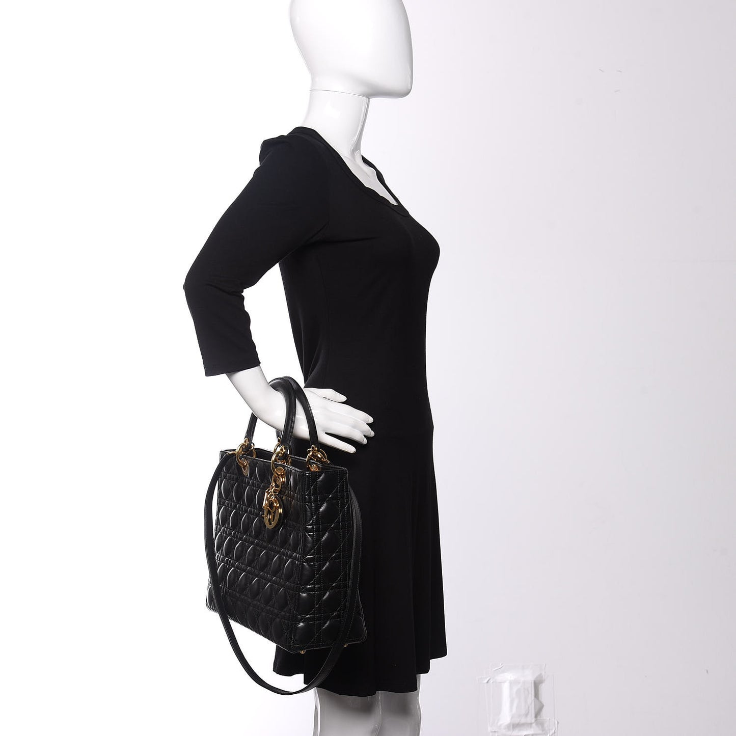 Lambskin Cannage Large Lady Dior Black