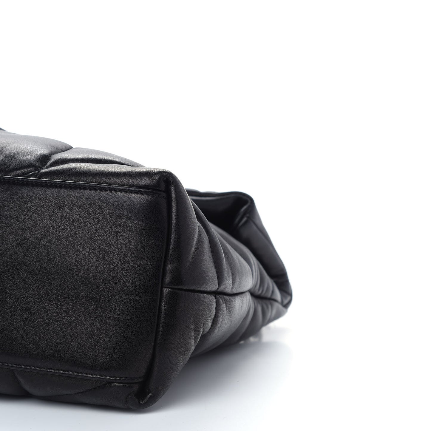 Lambskin Quilted Medium Loulou Puffer Monogram Chain Satchel Black
