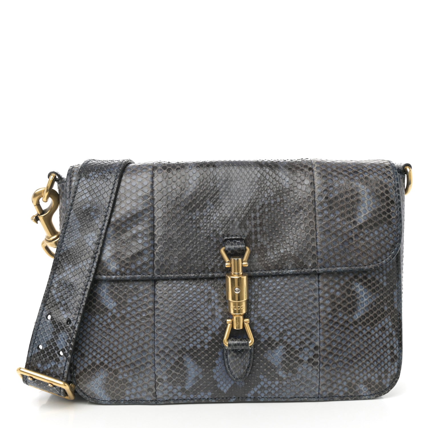 Gucci Snakeskin Small Jackie Shoulder Bag Blue 1 of 15