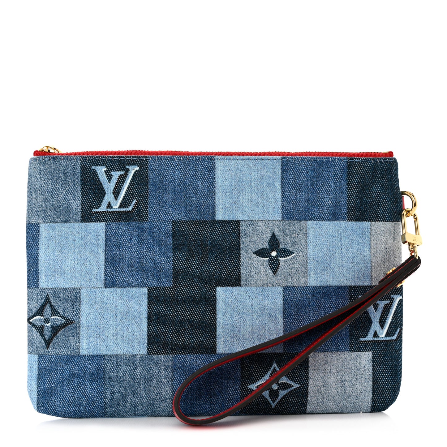 Denim Monogram Patchwork City Pouch Blue Rouge