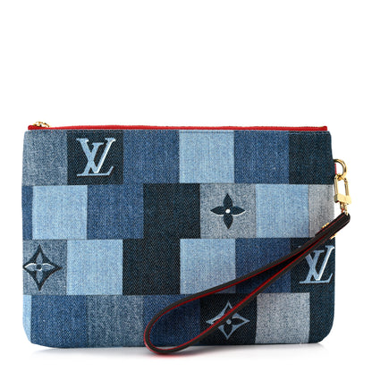 Louis Vuitton Denim Monogram Patchwork City Pouch Blue Rouge 1 of 7