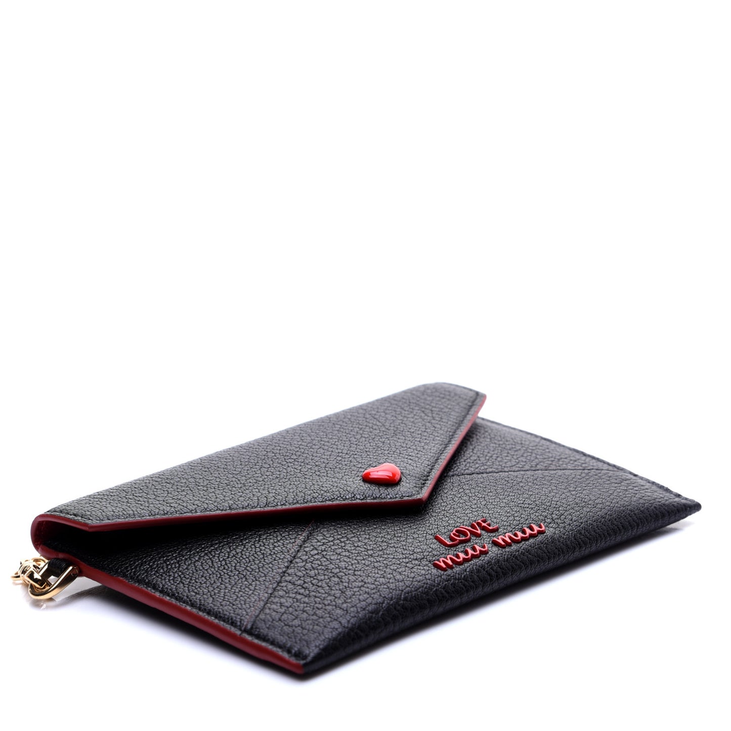 Goatskin Madras Love Wristlet Pouch Black