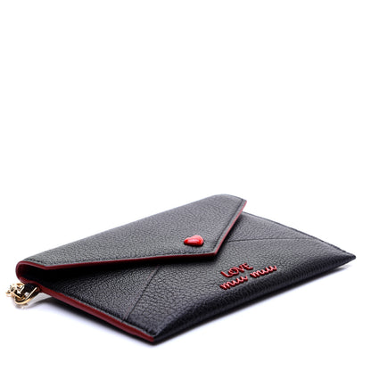Miu Miu Goatskin Madras Love Wristlet Pouch Black 4 of 11