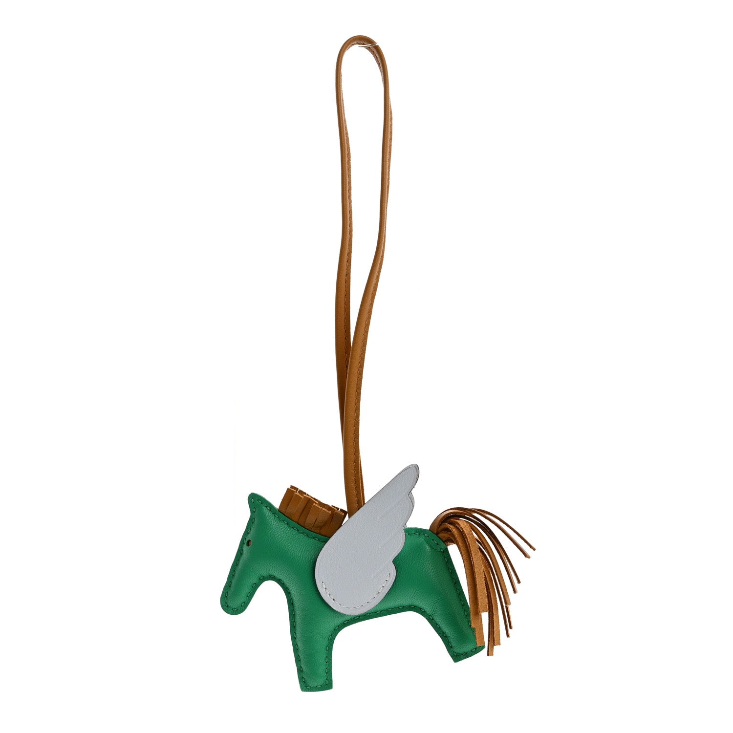 Hermes Milo Lambskin Grigri Rodeo Pegase Horse Bag Charm PM Menthe Sesame Bleu Brume 1 of 5