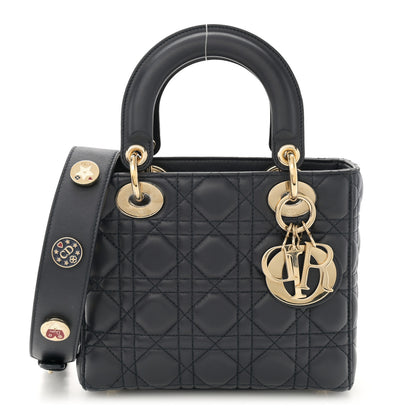 Christian Dior Lambskin Cannage Small Lucky Badges Lady Dior Navy 1 of 9