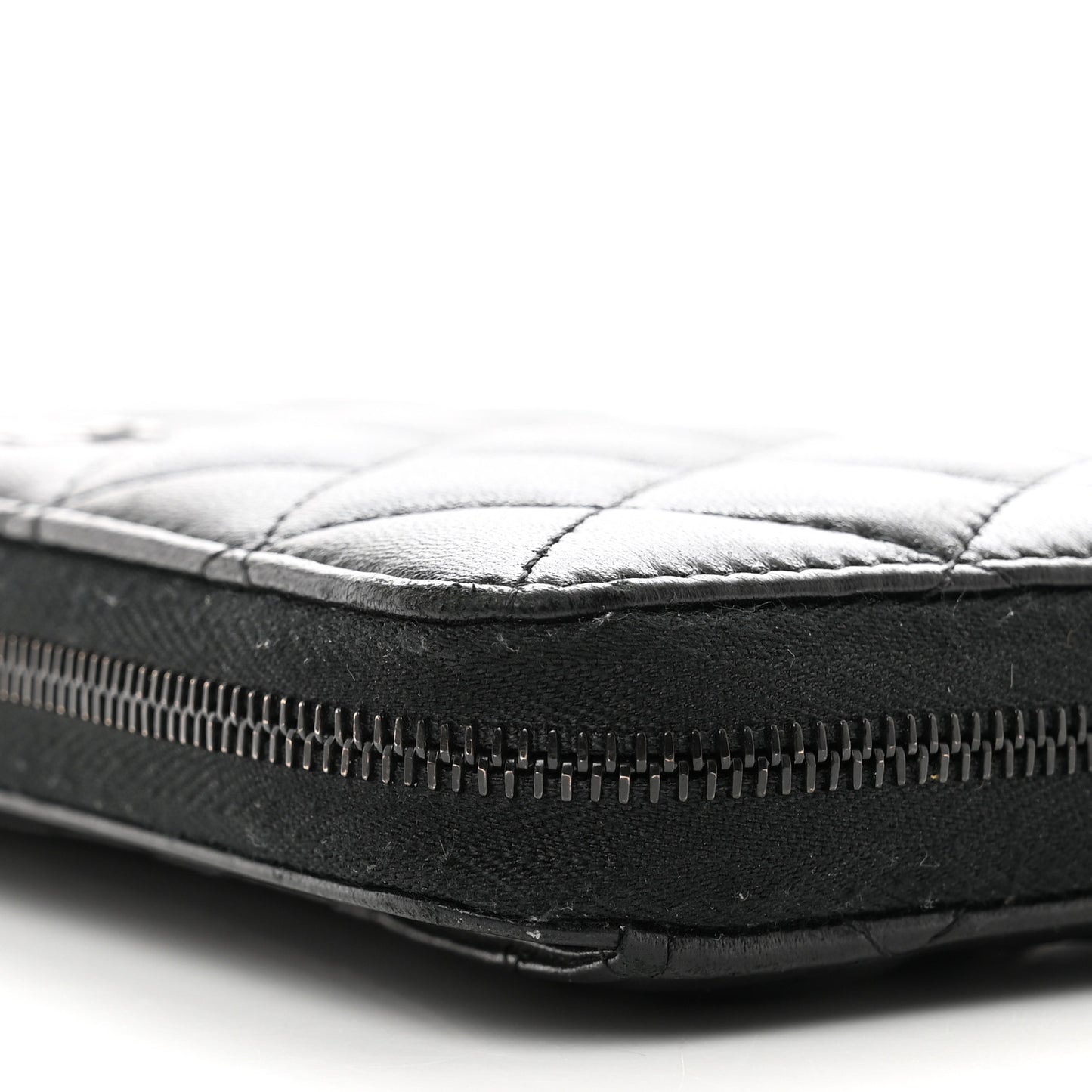 Lambskin Quilted Large Gusset Zip Around Wallet So Black