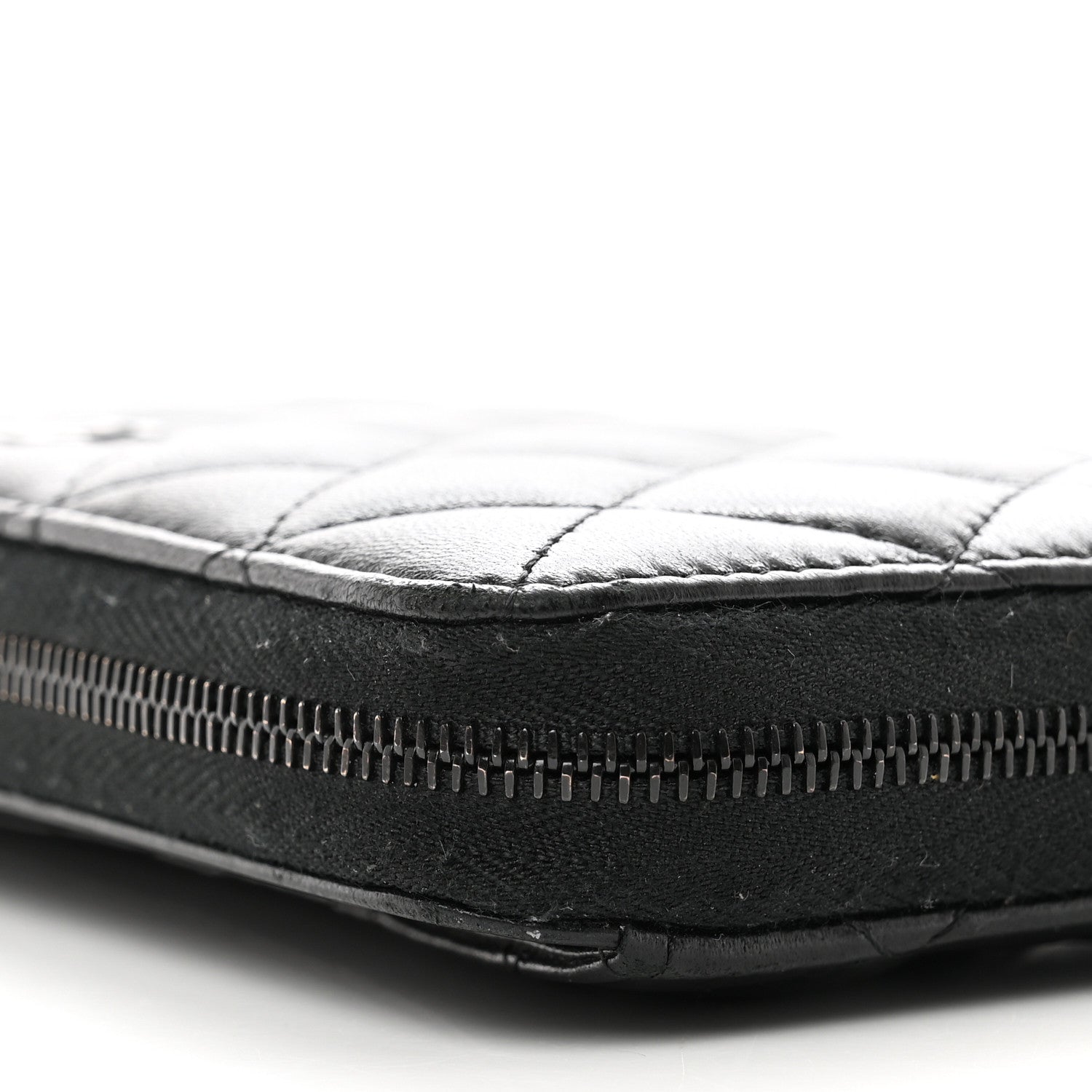 Chanel Lambskin Quilted Large Gusset Zip Around Wallet So Black 11 of 13