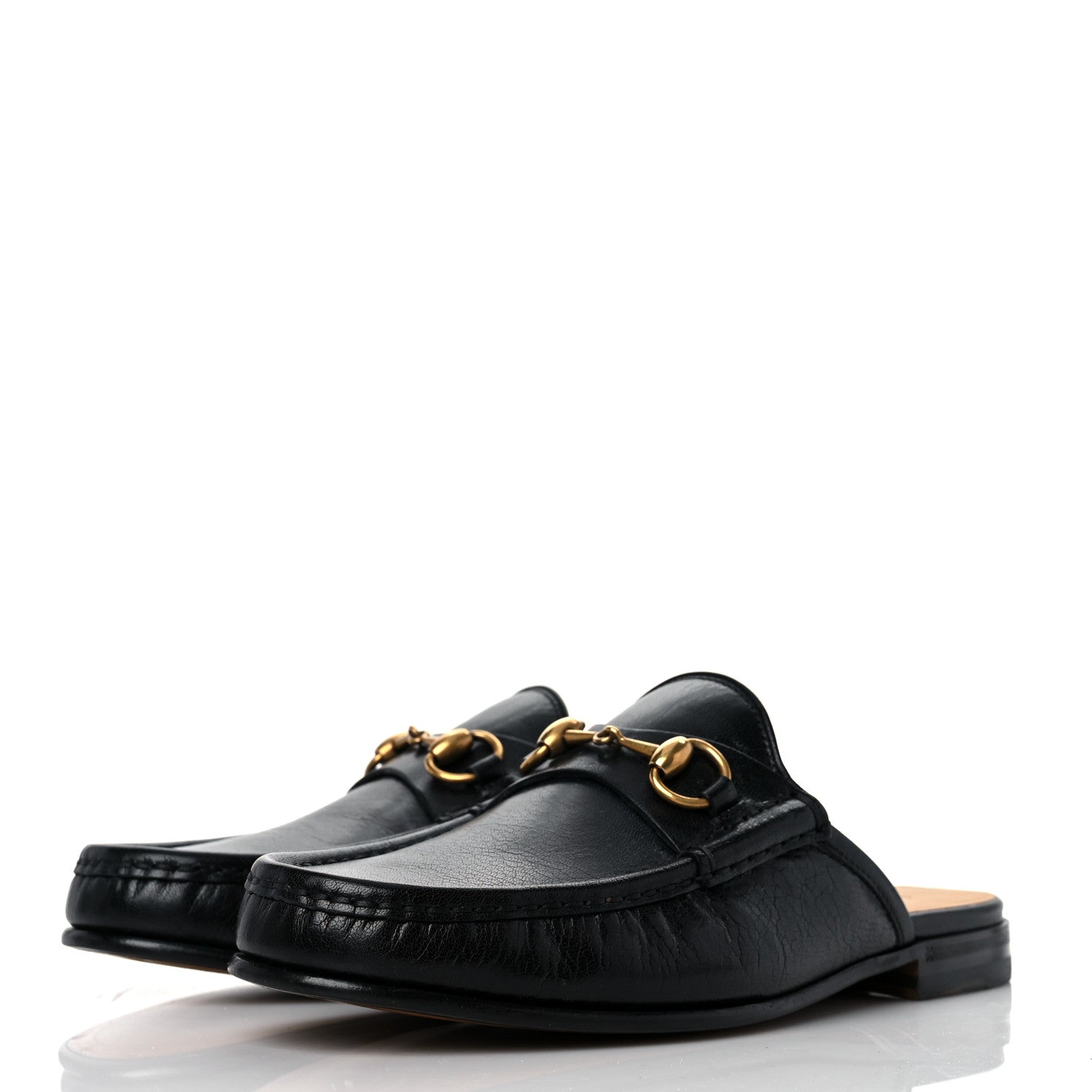 Gucci Goatskin Mens Horsebit Slippers 7 Black 3 of 9