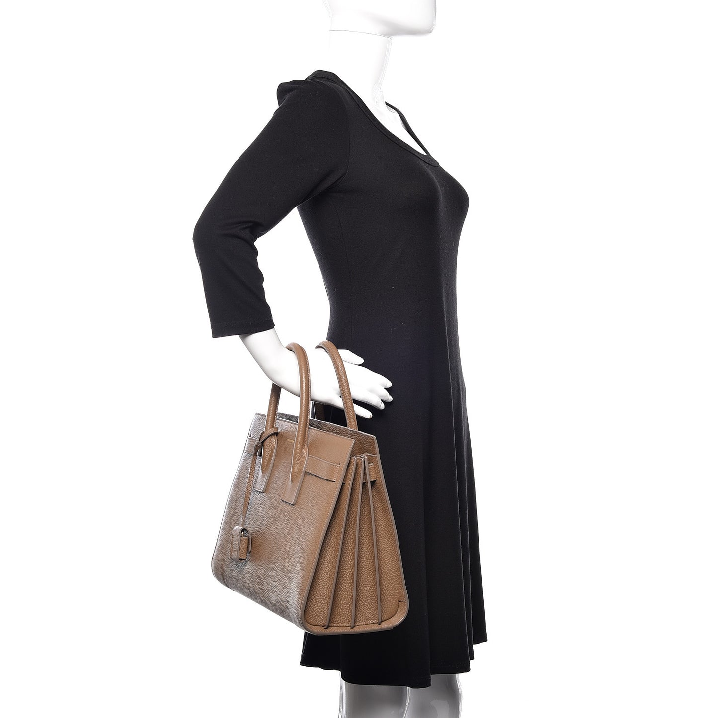 Grained Calfskin Small Sac De Jour Taupe