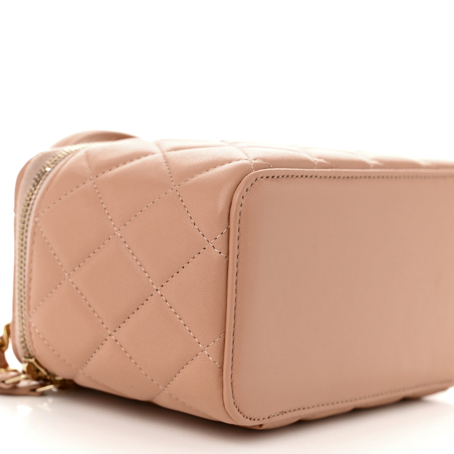 Chanel Lambskin Quilted Small Top Handle Vanity Case With Chain Beige 9 of 10