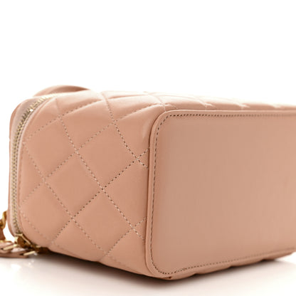 Chanel Lambskin Quilted Small Top Handle Vanity Case With Chain Beige 9 of 10