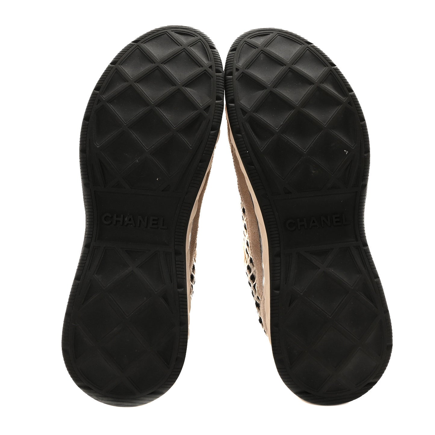 Suede Calfskin Embroidered CC Sneakers 40 Beige Black