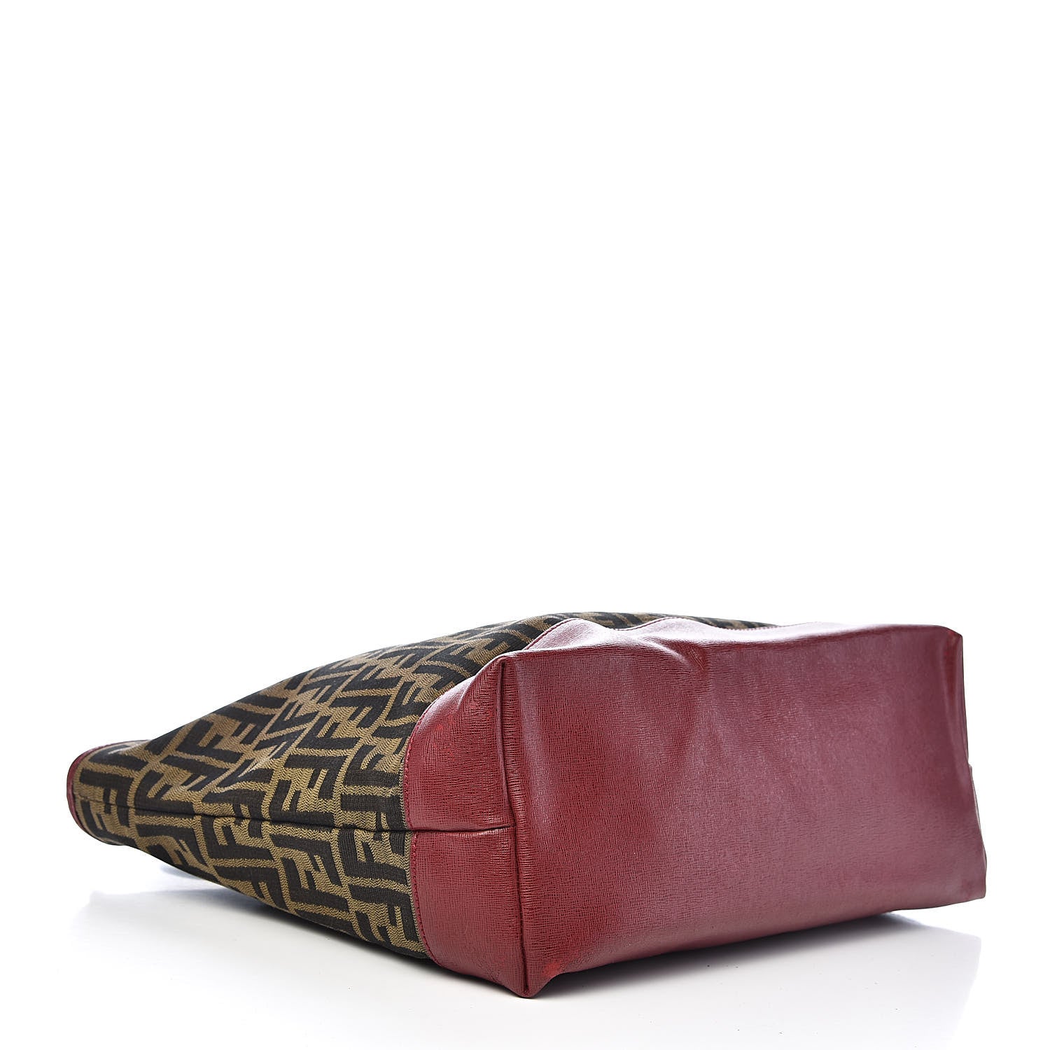 Fendi Zucca Vitello Elite Medium Roll Tote Tobacco Rosso Scuro 4 of 13