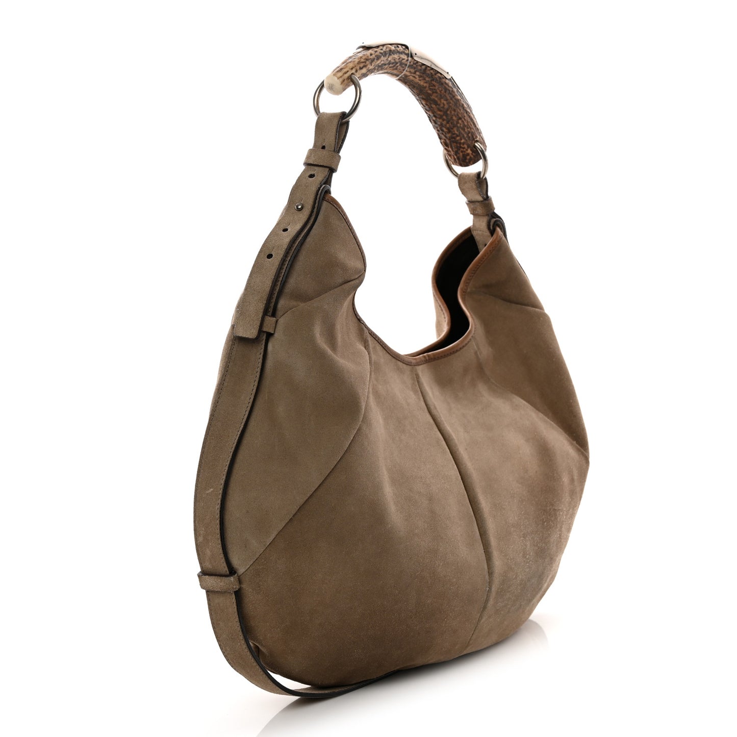 Suede Buffalo Horn Mombasa Hobo Beige