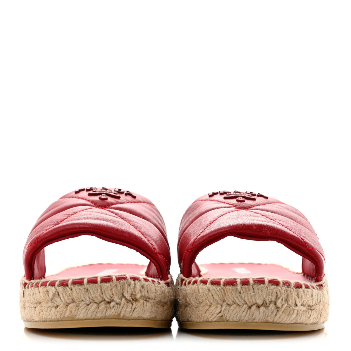 Prada Nappa Logo Quilted Espadrille 20mm Slide Sandals 38 Red 3 of 12