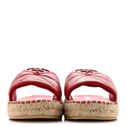Prada Nappa Logo Quilted Espadrille 20mm Slide Sandals 38 Red 3 of 12