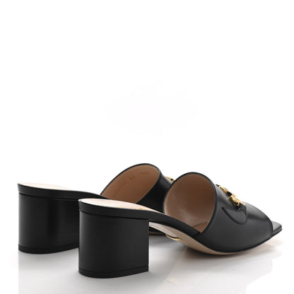 Gucci Malaga Kid Zumi Mid Heel Slide Sandals 39 Black 4 of 8