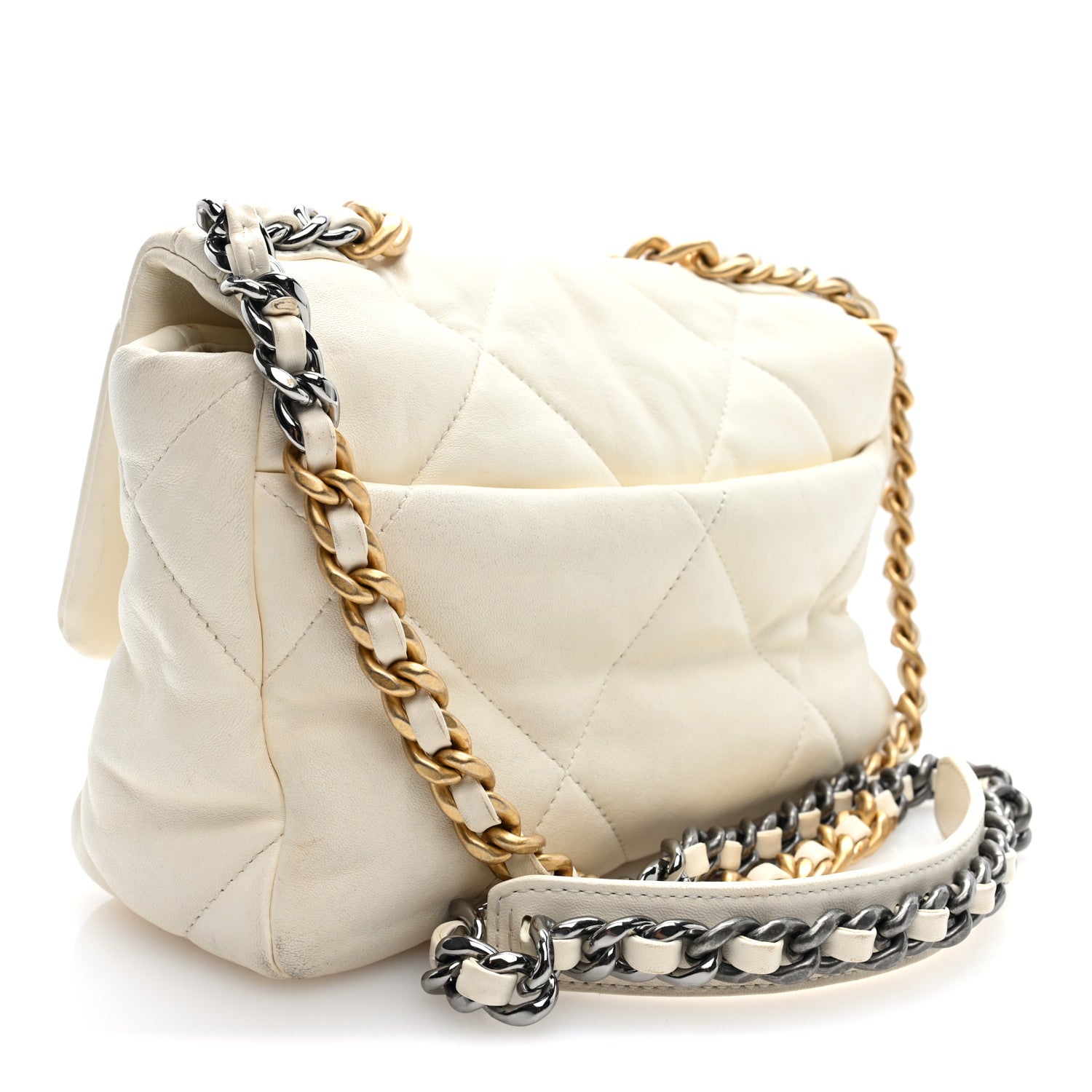 Chanel Lambskin Quilted Medium Chanel 19 Flap White White 3 of 9
