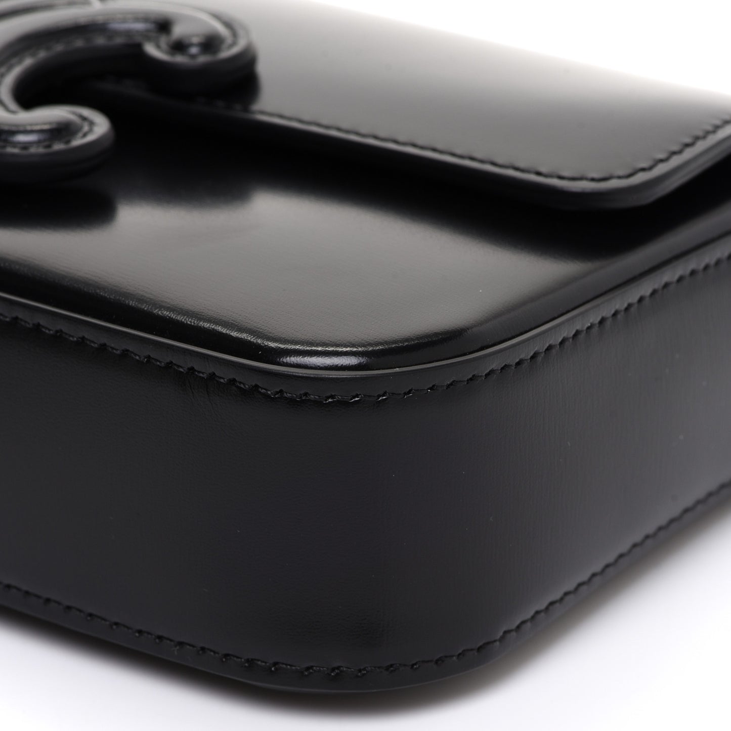 Shiny Calfskin Cuir Triomphe Chain Shoulder Bag Black