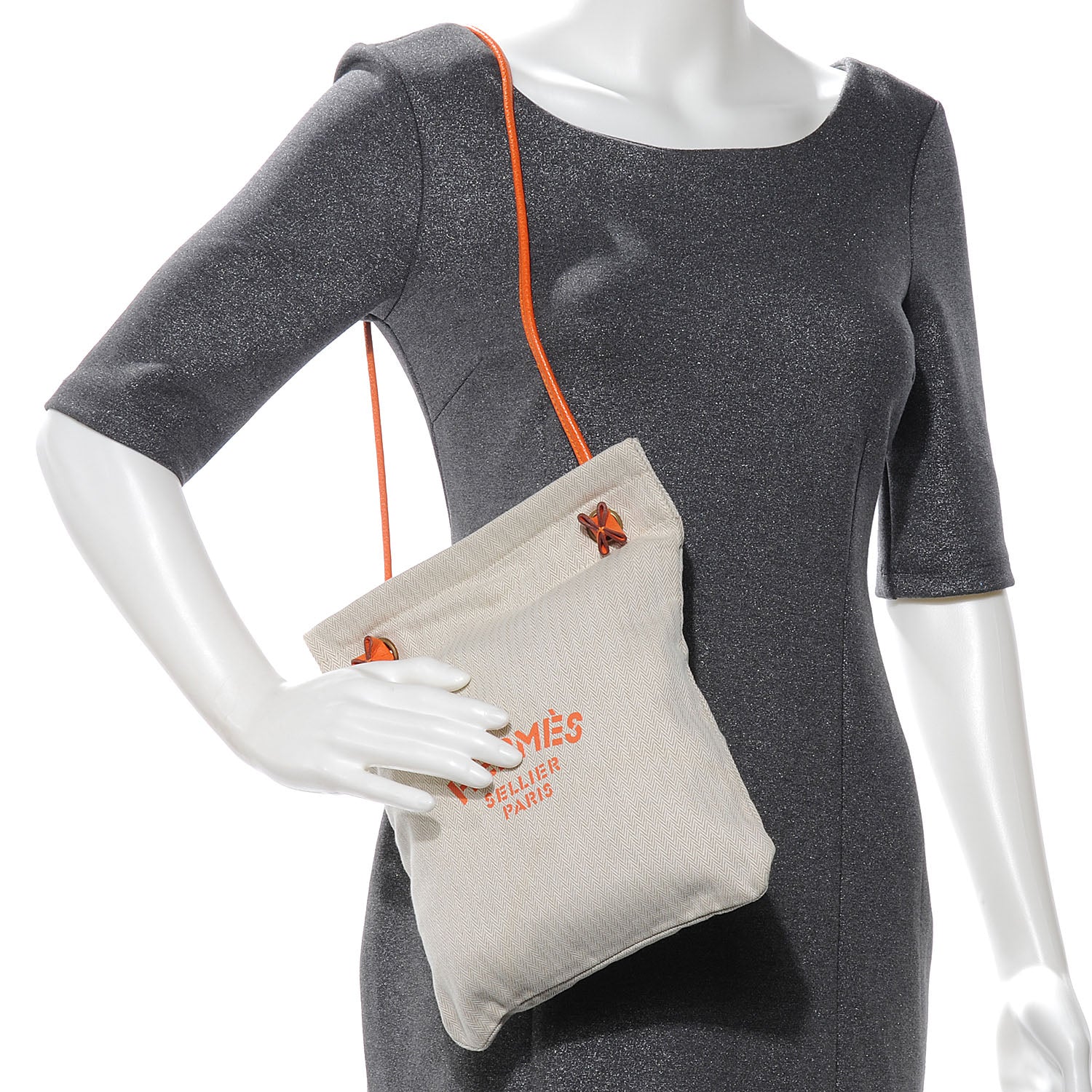 Hermes Cotton Aline Small Shoulder Bag Orange 2 of 7