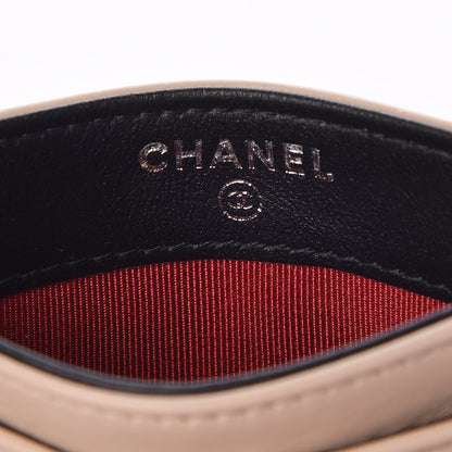 Chanel Aged Calfskin Quilted Gabrielle Card Holder Wallet Beige Black 6 of 9