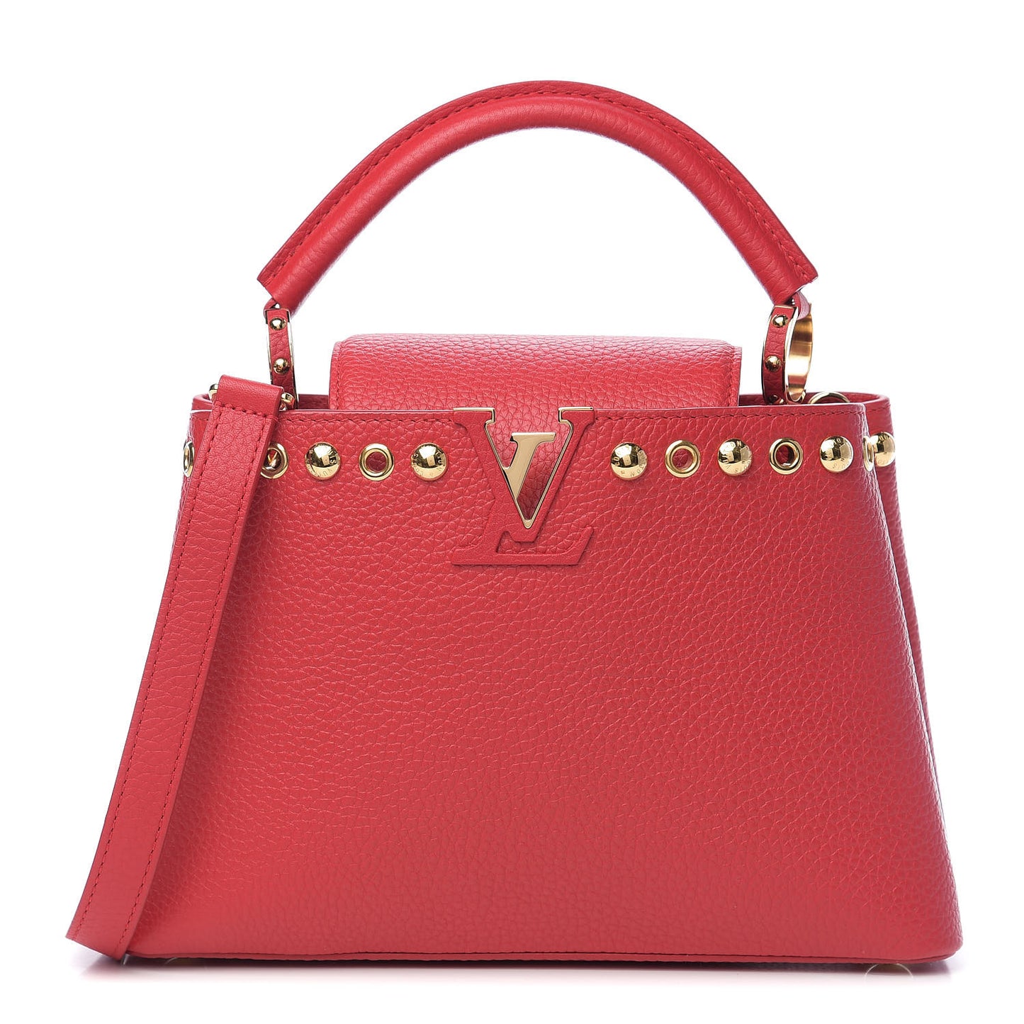 Taurillon Studded Capucines BB Rubis