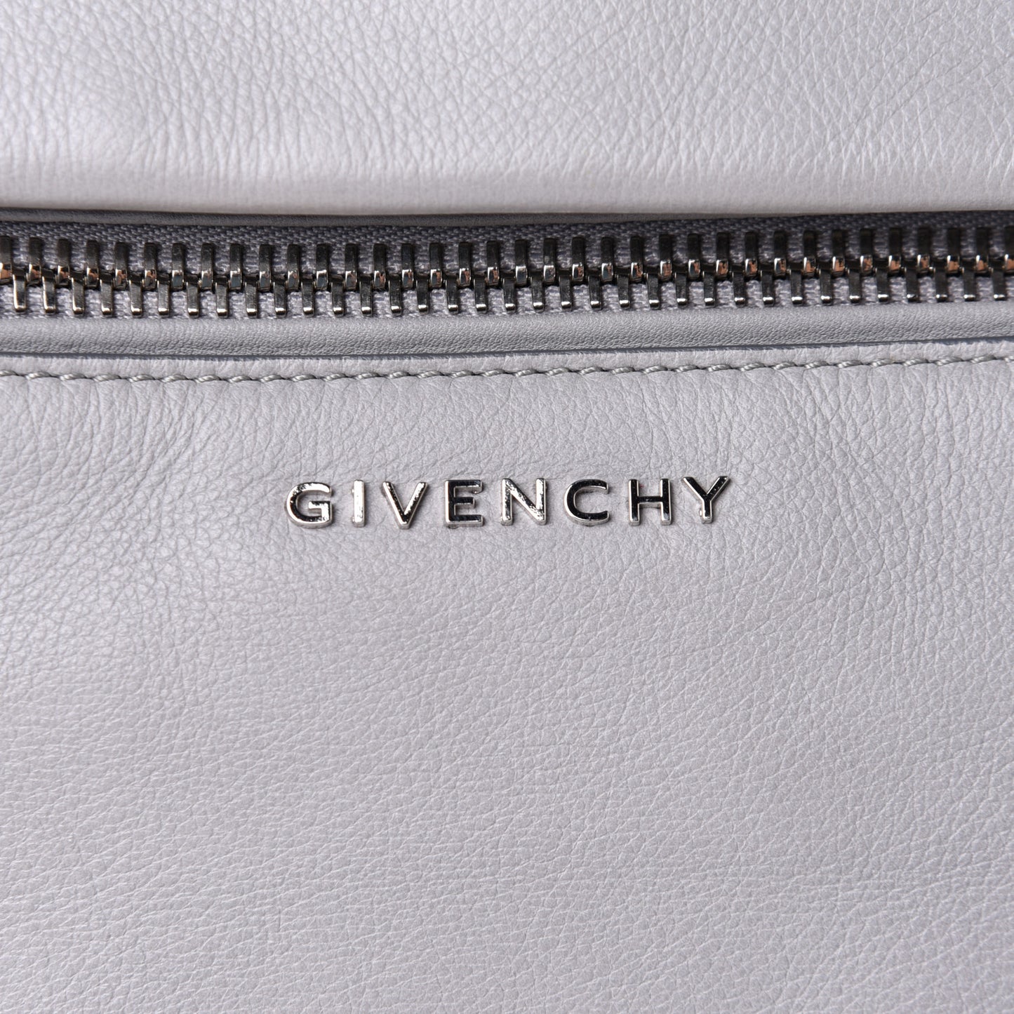 Grained Calfskin Medium Pandora Pure Flap Bag Pearl Grey