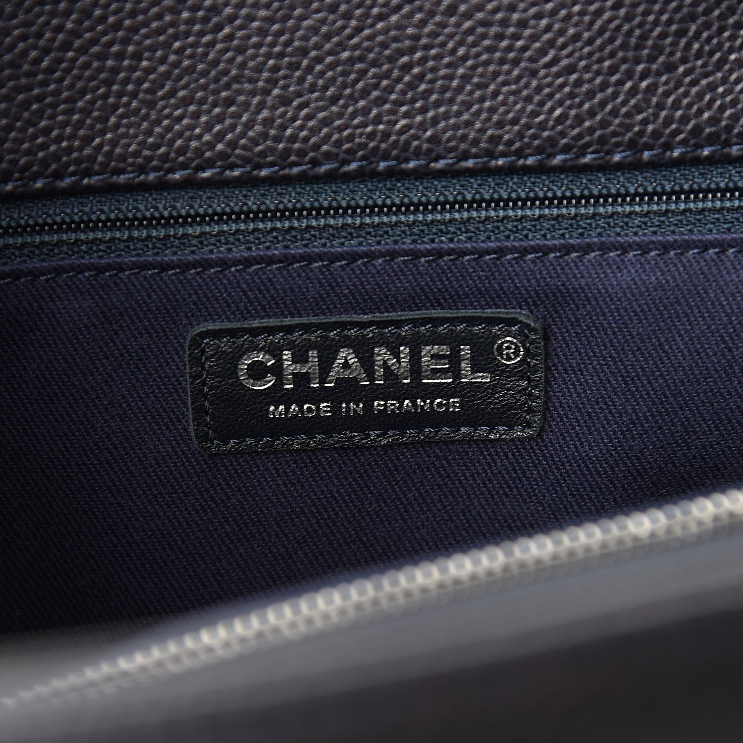 Chanel Metallic Grained Calfskin Woven Chain Medium Shopping Tote Dark Navy 6 of 10