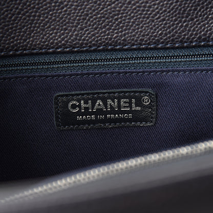 Chanel Metallic Grained Calfskin Woven Chain Medium Shopping Tote Dark Navy 6 of 10