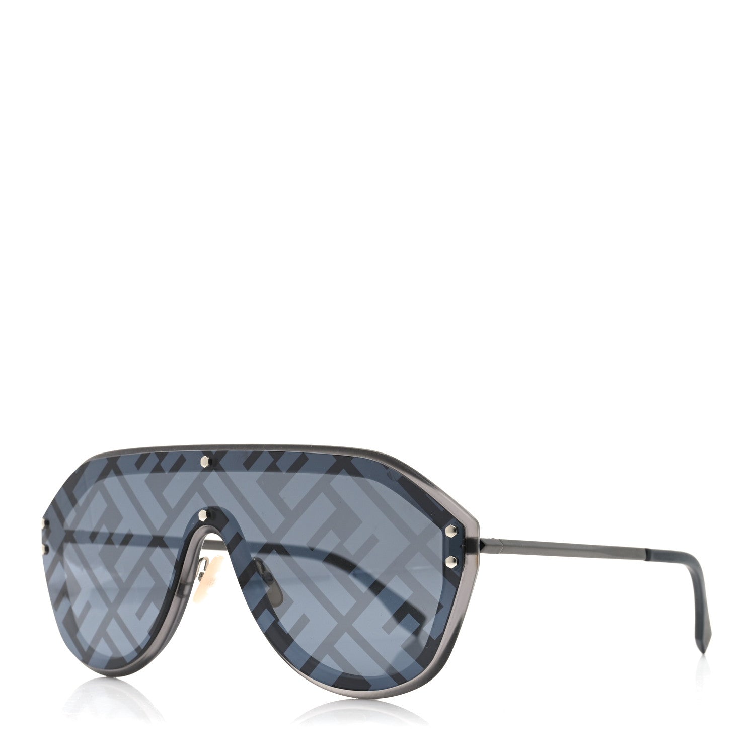 Fendi Rubber FF Fabulous Shield Sunglasses FF M0039/G/S Black 1 of 7