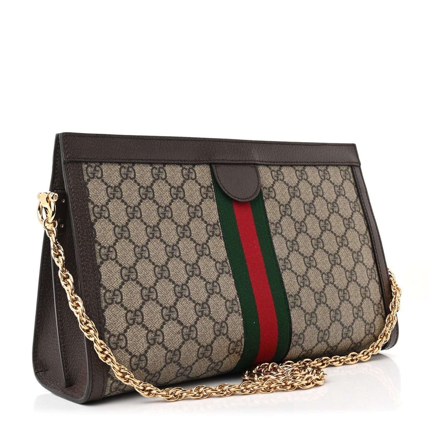 GG Supreme Monogram Web Medium Ophidia Chain Shoulder Bag Brown