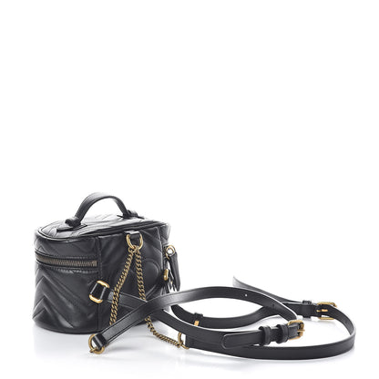 Gucci Calfskin Matelasse Mini GG Marmont Round Backpack Black 3 of 8