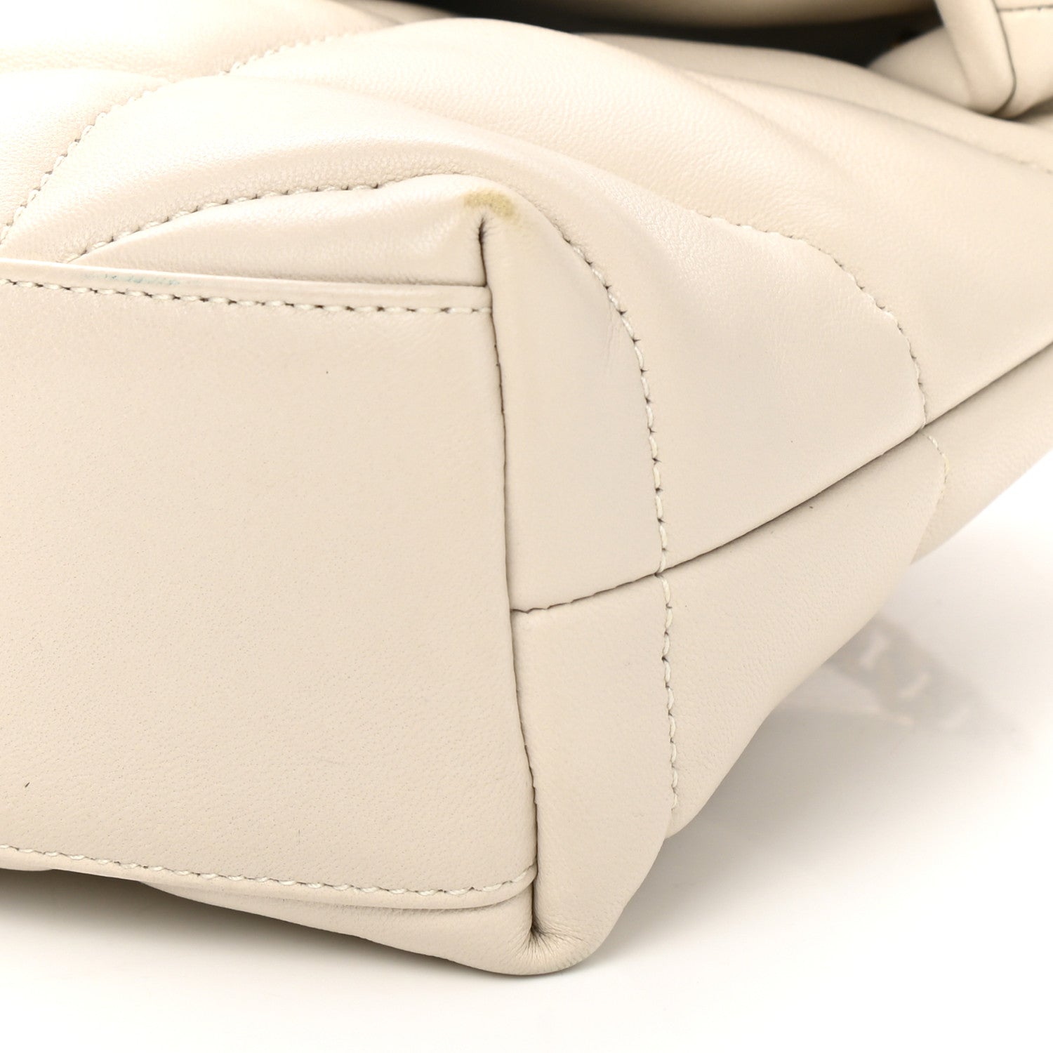 Saint Laurent Lambskin Quilted Toy Loulou Puffer Monogram Chain Satchel Blanc Vintage 12 of 13