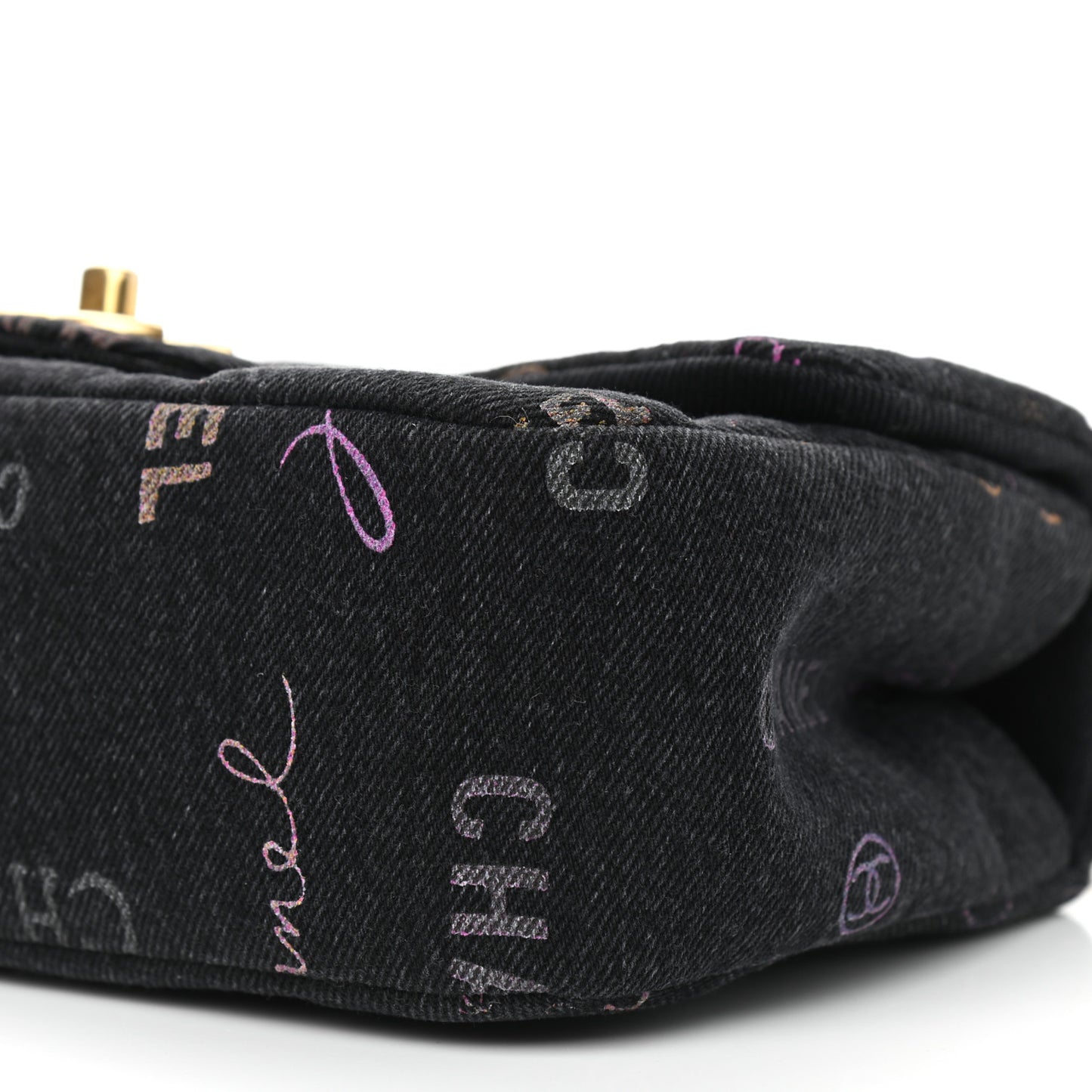 Denim Quilted Denim Mood Mini Rectangular Flap Black Multicolor